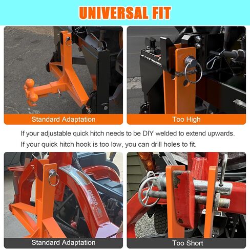 جهاز استقبال وصلة المقطورة 3 نقاط 2 عالي التحمل للجرارات من الفئة 1 المتوافقة مع Kubota، BX، LM25H، WLM Tractor، NorTrac، Yanmar، Kioti، Cat (3 نقاط ربط-برتقالية) in Saudi Arabia