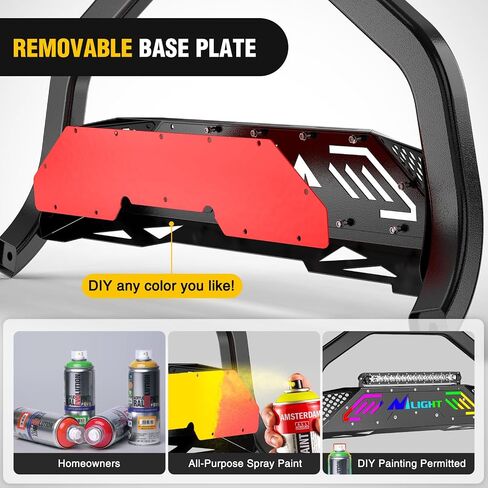 Nilight Bull Bar with Light fits Chevy Colorado (Excl. ZR2) 2015-2022 & GMC Canyon 2015-2022 Front Bumper Grille Brush Push Guard with Skid Plate Licence Plate Hole Black in Kuwait