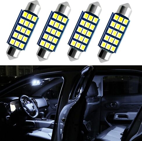 2 قطعة 578 لمبات LED ساطعة للغاية 1200LM 2835 شرائح لأضواء باب خريطة القبة الداخلية LED، 1.6 بوصة 6000K أبيض LED استبدال لمبات السيارة الداخلية 211-2 212-2 569 6411 6451 41 مم 42 مم in Saudi Arabia