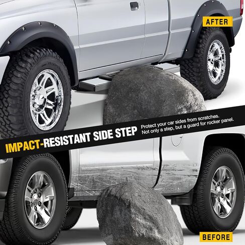 Nilight Running Boards for 2019-2024 Chevy Silverado/GMC Sierra 1500 Crew Cab 2020-2024 Silverado/GMC Sierra 2500HD 3500HD 6 Inch Stainless Steel Bolt-on Side Step Nerf Bars, 2 Years Warranty in Kuwait