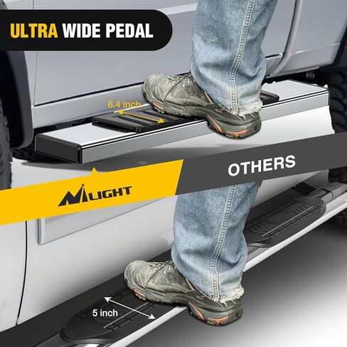 Nilight Running Boards for 2019-2024 Chevy Silverado/GMC Sierra 1500 Crew Cab 2020-2024 Silverado/GMC Sierra 2500HD 3500HD 6 Inch Stainless Steel Bolt-on Side Step Nerf Bars, 2 Years Warranty in Kuwait