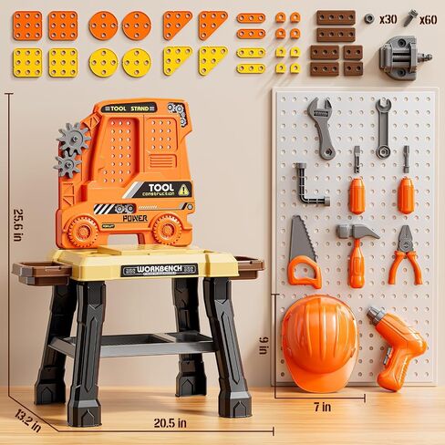 Kids Tool Bench Set with Electric Drill and Realistic Tool, Pretend Play Construction Workbench Toys for Toddlers Ages 3-5 Years Old, Birthday Gifts for Boys Age 3 4 5 6 7 8 Year Old in Saudi Arabia