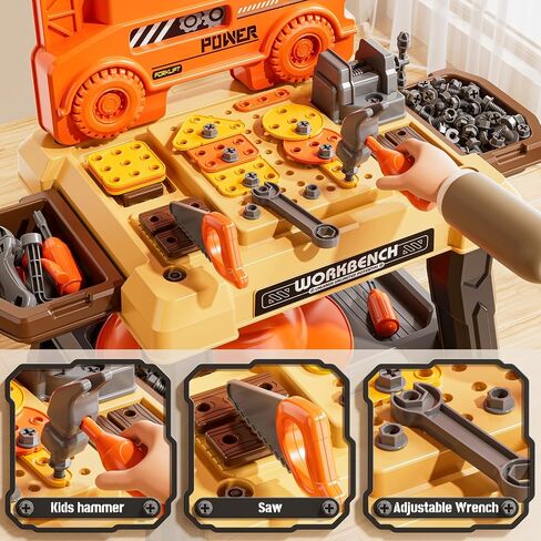 Kids Tool Bench Set with Electric Drill and Realistic Tool, Pretend Play Construction Workbench Toys for Toddlers Ages 3-5 Years Old, Birthday Gifts for Boys Age 3 4 5 6 7 8 Year Old in Saudi Arabia