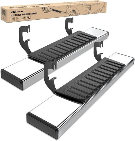 Nilight Running Boards for 2019-2024 Chevy Silverado/GMC Sierra 1500 Crew Cab 2020-2024 Silverado/GMC Sierra 2500HD 3500HD 6 Inch Stainless Steel Bolt-on Side Step Nerf Bars, 2 Years Warranty in Kuwait