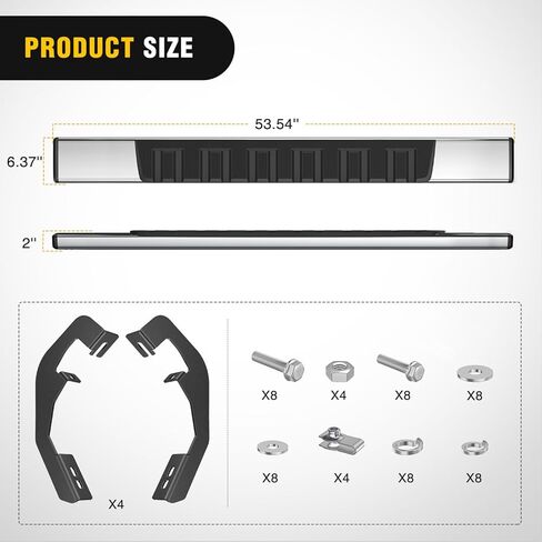 Nilight Running Boards for 2019-2024 Chevy Silverado/GMC Sierra 1500 Crew Cab 2020-2024 Silverado/GMC Sierra 2500HD 3500HD 6 Inch Stainless Steel Bolt-on Side Step Nerf Bars, 2 Years Warranty in Kuwait