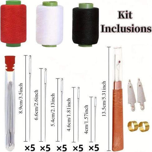 Big Eye Steel Needle Set，Hosenwelt Sewing Kit, 37PCS Sewing Tool Set, Thread Kit for Sewing Clothes, Portable DIY Hand Made Craft Set, Multi-Purpose Needle and Thread Kits in Saudi Arabia