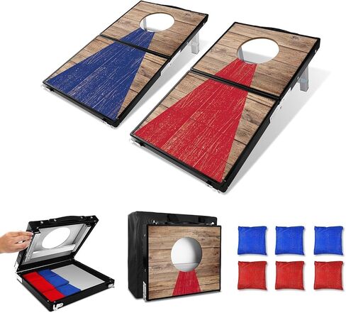 Portable Cornhole Board Set - Aluminum, Foldable 24x12in or 36x24in with Bean Bags | for Adults, Indoor/Outdoor, Travel, Beach & Camping in Saudi Arabia