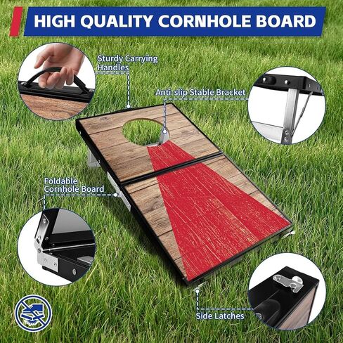 Portable Cornhole Board Set - Aluminum, Foldable 24x12in or 36x24in with Bean Bags | for Adults, Indoor/Outdoor, Travel, Beach & Camping in Saudi Arabia