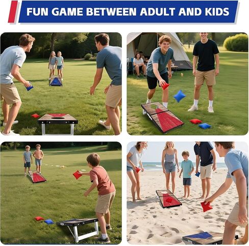 Portable Cornhole Board Set - Aluminum, Foldable 24x12in or 36x24in with Bean Bags | for Adults, Indoor/Outdoor, Travel, Beach & Camping in Saudi Arabia