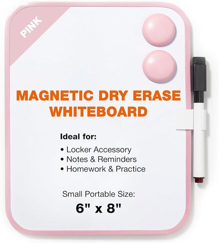 لوح مسح جاف مغناطيسي لخزانة المدرسة، مقاس 15.24 سم × 20.32 سم، أسود مؤطر مع قلم تحديد ومغناطيسين - سبورة بيضاء صغيرة للفصل الدراسي والمنزل والمكتب والسفر in Kuwait