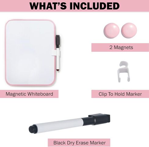 لوح مسح جاف مغناطيسي لخزانة المدرسة، مقاس 15.24 سم × 20.32 سم، أسود مؤطر مع قلم تحديد ومغناطيسين - سبورة بيضاء صغيرة للفصل الدراسي والمنزل والمكتب والسفر in Kuwait