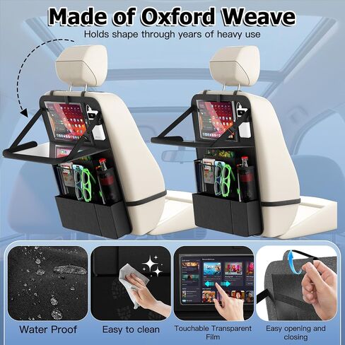 KaiCross Car Backseat Organizer with Table Holder,10 Storage Pockets Backseat Car Organizer and Storage with 600D Oxford Cloth,Travel Essentials,Kick Mats Back Seat Protector-2 Pack in Saudi Arabia