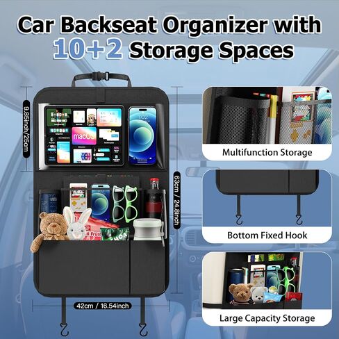 KaiCross Car Backseat Organizer with Table Holder,10 Storage Pockets Backseat Car Organizer and Storage with 600D Oxford Cloth,Travel Essentials,Kick Mats Back Seat Protector-2 Pack in Saudi Arabia