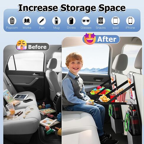 KaiCross Car Backseat Organizer with Table Holder,10 Storage Pockets Backseat Car Organizer and Storage with 600D Oxford Cloth,Travel Essentials,Kick Mats Back Seat Protector-2 Pack in Saudi Arabia