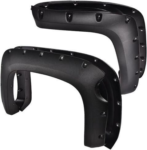 PIT66 Fender Flares، مناسب لـ 2007-2013 Chevy Silverado 1500 (يناسب فقط سرير قصير 5.8 بوصة) (لا يناسب 07 موديلات كلاسيكية، لا يناسب GMC Sierra)، مجموعة مشاعل العجلات ذات الجيب الأسود المتين، 4 قطع in Saudi Arabia