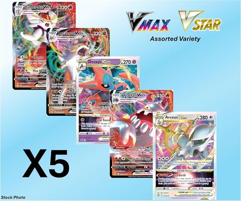 Pokemon - 5 VMAX/VSTAR Card Lot Bundle - No Duplicates - Full Art Etched Pokemon in Kuwait
