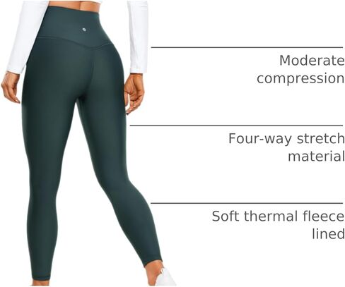 سروال يوجا نسائي عالي الخصر مبطن بالصوف من CRZ YOGA مقاس 25 بوصة - شتوي دافئ سميك حراري ناعم للتمرينات اليوغا in Kuwait
