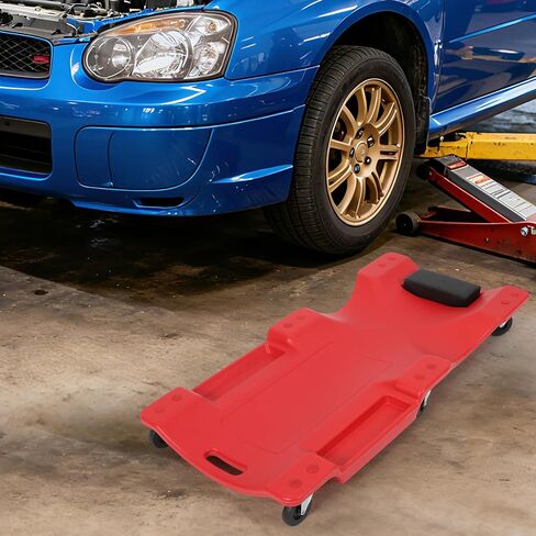 Garvee 40 بوصة من البلاستيك المتدحرج للسيارات/المتجر الزاحف، 350 رطلًا من مادة HDPE المريحة المصبوبة بالنفخ، زاحف ميكانيكي منخفض المستوى مع مسند رأس مبطن، وصواني أدوات مزدوجة و6 عجلات in Kuwait