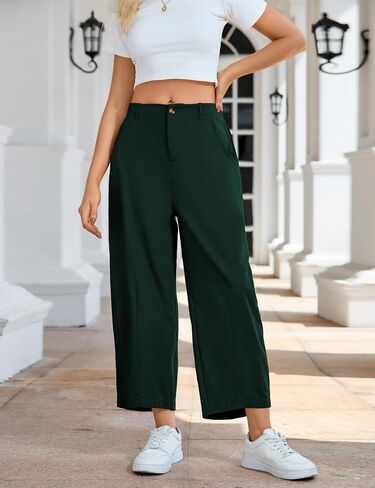 Xiaoxuemeng Linen Pants Women Wide Leg Capri Beach Pants Elastic Waisted Baggy Linen Trousers in Saudi Arabia