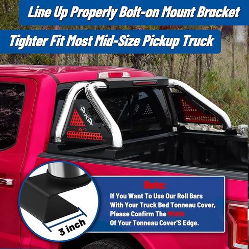 Stainless Steel Mid Size Roll Bar for Truck, Truck Roll Bar Adjustable Sport Bar Chase Rack Compatible for Tacoma,Ranger,Gladiator,Frontier,Canyon,Colorado in Kuwait