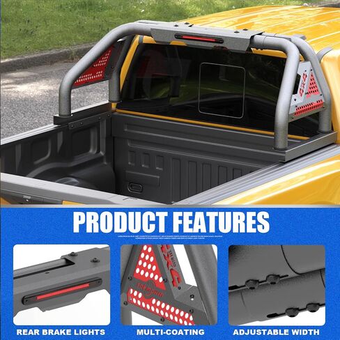 Universal Truck Bed Roll Bar for Mid-Size Truck, Adjustable Cargo Chase Rack Roll Bar for Toyota Tacoma Tundra, for Ford Ranger F-150, for Chevy Colorado & GMC Canyon, for Nissan Frontier Titan in Saudi Arabia