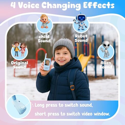 أجهزة اتصال فيديو لاسلكية للأطفال، قطعتان من أجهزة اتصال فيديو لاسلكية قابلة لإعادة الشحن، ألعاب داخلية وخارجية، هدايا عيد الميلاد لعمر 3-12 عامًا من الفتيات والأولاد (أزرق ووردي) in Kuwait