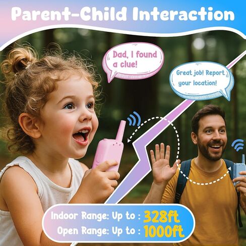 أجهزة اتصال فيديو لاسلكية للأطفال، قطعتان من أجهزة اتصال فيديو لاسلكية قابلة لإعادة الشحن، ألعاب داخلية وخارجية، هدايا عيد الميلاد لعمر 3-12 عامًا من الفتيات والأولاد (أزرق ووردي) in Kuwait