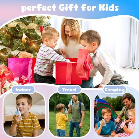 أجهزة اتصال فيديو لاسلكية للأطفال، قطعتان من أجهزة اتصال فيديو لاسلكية قابلة لإعادة الشحن، ألعاب داخلية وخارجية، هدايا عيد الميلاد لعمر 3-12 عامًا من الفتيات والأولاد (أزرق ووردي) in Kuwait