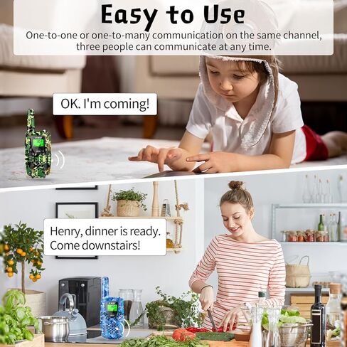 أجهزة اتصال لاسلكية للأطفال من E-WOR، قطعتان من أجهزة اتصال لاسلكية طويلة المدى بطول 4 أميال 22 قناة مع ألعاب مغامرات بمصباح يدوي لعمر 3 4 5 6 7 8 9 10 11 12 عامًا للأولاد والبنات، هدايا مضحكة لعيد الميلاد in Kuwait