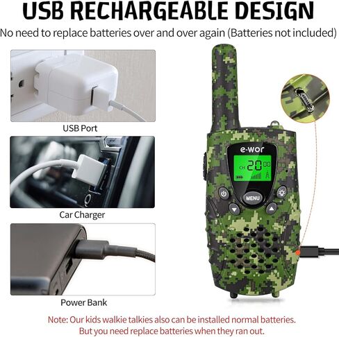 أجهزة اتصال لاسلكية للأطفال من E-WOR، قطعتان من أجهزة اتصال لاسلكية طويلة المدى بطول 4 أميال 22 قناة مع ألعاب مغامرات بمصباح يدوي لعمر 3 4 5 6 7 8 9 10 11 12 عامًا للأولاد والبنات، هدايا مضحكة لعيد الميلاد in Kuwait