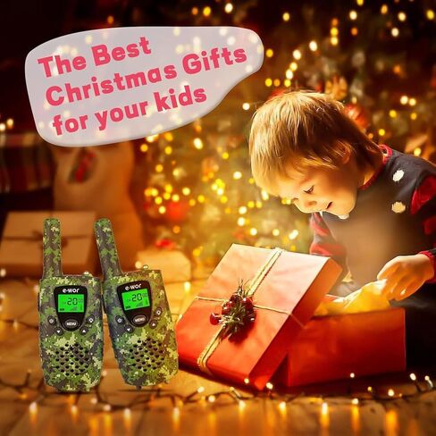 أجهزة اتصال لاسلكية للأطفال من E-WOR، قطعتان من أجهزة اتصال لاسلكية طويلة المدى بطول 4 أميال 22 قناة مع ألعاب مغامرات بمصباح يدوي لعمر 3 4 5 6 7 8 9 10 11 12 عامًا للأولاد والبنات، هدايا مضحكة لعيد الميلاد in Kuwait