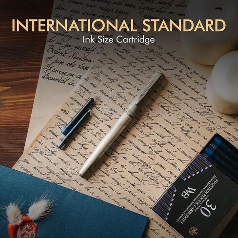 Wordsworth & Black 30 Pack Fountain Pen Ink Refills - Set of 30 Black Ink Cartridges - International Standard Long Size - Length APPR 2.3" - Base Diameter APPR 0.24" - Disposable and Generic in Kuwait