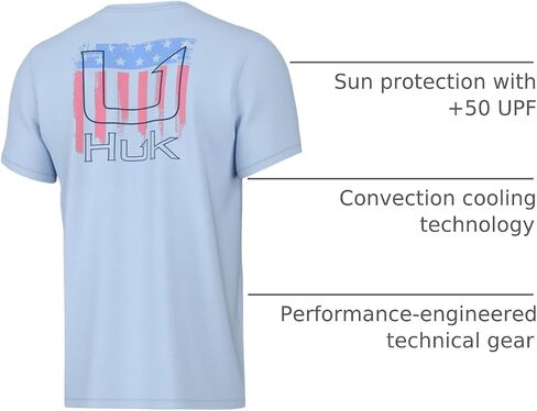 HUK Unisex Kid's Standard Short Sleeve Performance Tee, Fishing T-Shirt, HUK'D Up Logo-Crystal Blue, Large in Saudi Arabia