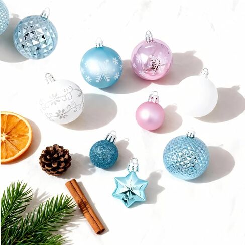 مجموعة 44 قطعة من زينة شجرة عيد الميلاد البلاستيكية، زينة كرة عيد الميلاد المعلقة مقاومة للكسر لديكور العطلات (أحمر وأبيض) in Kuwait