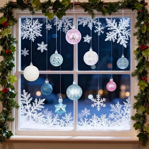 مجموعة 44 قطعة من زينة شجرة عيد الميلاد البلاستيكية، زينة كرة عيد الميلاد المعلقة مقاومة للكسر لديكور العطلات (أحمر وأبيض) in Kuwait