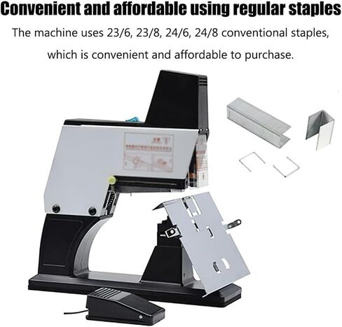 Heavy Duty Electric Saddle Stapler - 9-Speed Automatic Binding Machine with Foot Switch, Adjustable Stitching Depth up to 100mm, Perfect for Office & Home Use in Saudi Arabia