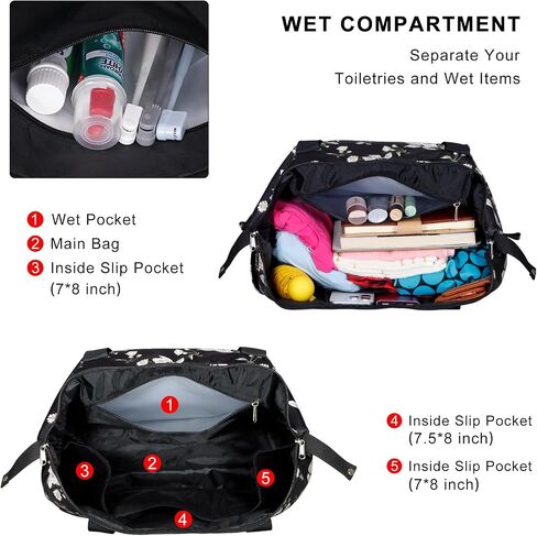 HAWEE Expandable Duffel Bag for Women with Trolley Sleeve/Wet Pocket Weekender Travel Tote Large Carry On Overnight Luggage in Kuwait