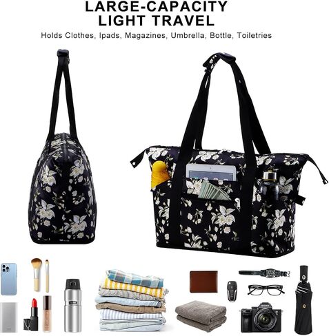 HAWEE Expandable Duffel Bag for Women with Trolley Sleeve/Wet Pocket Weekender Travel Tote Large Carry On Overnight Luggage in Kuwait