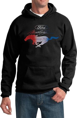 Lucky Ride FORD MUSTANG PONY EMBLEM SWEATSHIRT HOODIE (RED WHITE & BLUE USA) in Saudi Arabia