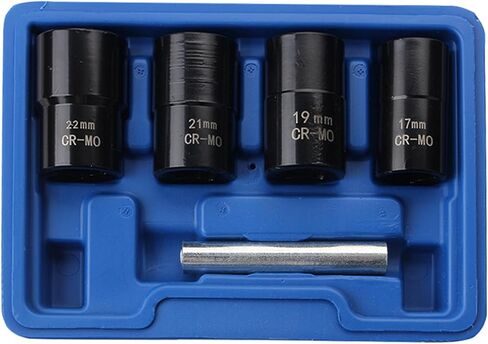 Spline Lug Nut Key Wheel Lock Socket Lug Nut Remover Wheel Lock Removal Kits 22mm 21mm 19mm 17mm Off Bolts Nuts Screws Toolbox Package Professional Grade Hardness Anti Slip Design in Saudi Arabia