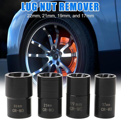 Spline Lug Nut Key Wheel Lock Socket Lug Nut Remover Wheel Lock Removal Kits 22mm 21mm 19mm 17mm Off Bolts Nuts Screws Toolbox Package Professional Grade Hardness Anti Slip Design in Saudi Arabia
