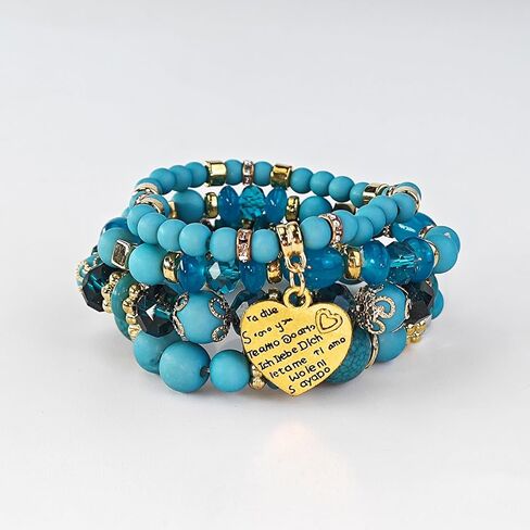 4Pcs Bohemian Stackable Bead Bracelets Bohemian Style Multilayered Stretch String-of-Beads Bracelets Boho Multicolor Jewelry Gift for Women in Saudi Arabia