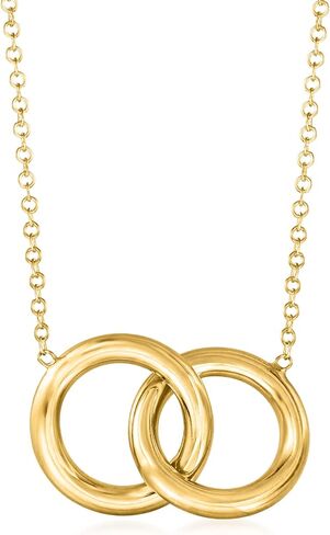 Ross-Simons Italian 14kt Yellow Gold Interlocking Circle Necklace. 16 inches, Gold, not known in Saudi Arabia