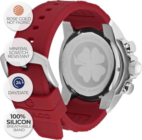 MULCO Watches for Women -Era 50, Silver Stainless Steel Case with Wrist Silicone Band, Quartz Multifunctional Movement, Large Face Analog Display - Crystals Stones, 100m Water Resistant in Saudi Arabia