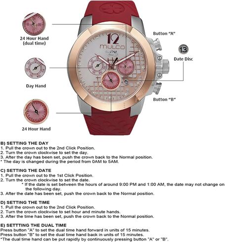 MULCO Watches for Women -Era 50, Silver Stainless Steel Case with Wrist Silicone Band, Quartz Multifunctional Movement, Large Face Analog Display - Crystals Stones, 100m Water Resistant in Saudi Arabia