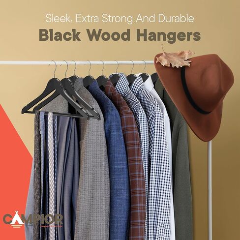 Vintage Wooden Hangers 60 Pack – Heavy-Duty with 360° Swivel Hook, Non-Slip, Pants Bar & Shoulder Grooves - Wooden Hangers for Suits, Jackets, Dresses & Camisoles, Space-Saving and Smooth Finish in Saudi Arabia