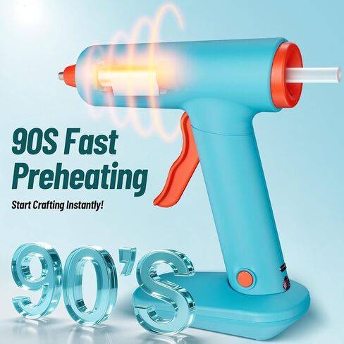 مسدس الغراء الساخن، مسدس الغراء الساخن اللاسلكي، تسخين سريع 90 ثانية، مجموعة مسدس الغراء الصغير والعصي مع 2600 مللي أمبير من النوع C قابلة لإعادة الشحن، 30 عصا غراء ممتازة، مثالية للحرف اليدوية والإصلاحات المنزلية، أبيض in Kuwait