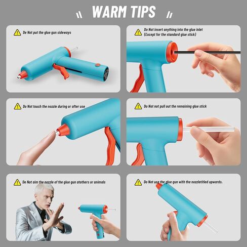 مسدس الغراء الساخن، مسدس الغراء الساخن اللاسلكي، تسخين سريع 90 ثانية، مجموعة مسدس الغراء الصغير والعصي مع 2600 مللي أمبير من النوع C قابلة لإعادة الشحن، 30 عصا غراء ممتازة، مثالية للحرف اليدوية والإصلاحات المنزلية، أبيض in Kuwait