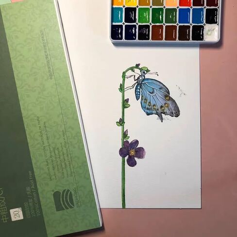 لوحة ورق ألوان مائية B HPAI Academy 300 جرامًا للمتر المربع من القطن الملصوق بأربعة جوانب ورق رسم خاص بالألوان المائية (غطاء أخضر (جسيمات متوسطة السُمك 20 قطعة)، 180 مم × 125 مم) in Kuwait