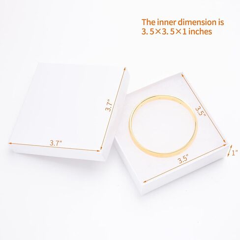 Magicool Hanger Magicool 20 حزمة من قلادات صندوق المجوهرات من الورق المقوى مقاس 3.5 × 3.5 × 1 بوصة، والأساور، والأقراط، وتغليف الهدايا الصغيرة، وأغطية صناديق هدايا المجوهرات المملوءة بالقطن (أبيض)، 3.5 × 3.5 × 1 بوصة (عبوة من 20 قطعة) in Kuwait